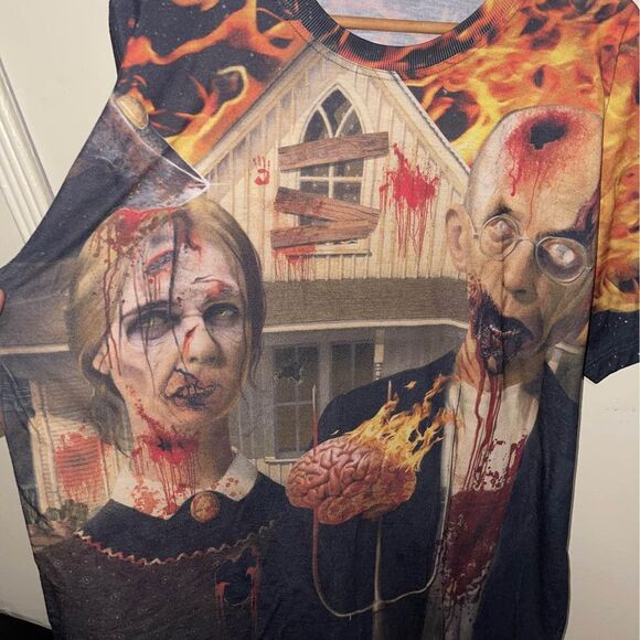 XL - Zombie American Gothic T Shirt by Rage On - Picture 1 of 2